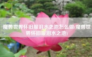 魔兽世界怀旧服泪水之池怎么做(魔兽世界怀旧服泪水之池)