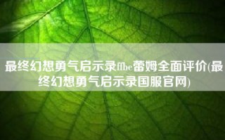 最终幻想勇气启示录ffbe蕾姆全面评价(最终幻想勇气启示录国服官网)