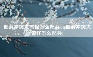 部落冲突大雪怪怎么配兵14(部落冲突大雪怪怎么配兵)