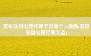 英雄联盟电竞经理手游哪个ssr最强(英雄联盟电竞经理装备)