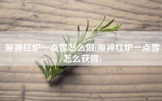 原神红炉一点雪怎么做(原神红炉一点雪怎么获得)