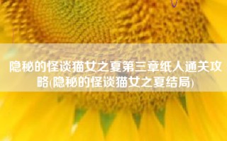 隐秘的怪谈猫女之夏第三章纸人通关攻略(隐秘的怪谈猫女之夏结局)