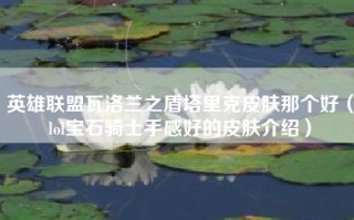 英雄联盟瓦洛兰之盾塔里克皮肤那个好（lol宝石骑士手感好的皮肤介绍）