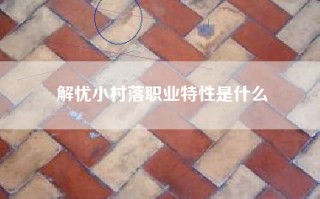 解忧小村落职业特性是什么