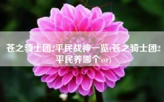 苍之骑士团2平民战神一览(苍之骑士团2平民养哪个ssr)