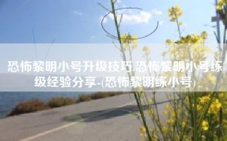 恐怖黎明小号升级技巧,恐怖黎明小号练级经验分享-(恐怖黎明练小号)