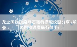 龙之国物语魔晶石舞者搭配攻略分享 (龙之国物语魔晶石射手)
