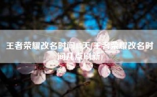 王者荣耀改名时间15天(王者荣耀改名时间几点刷新)