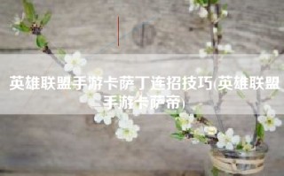 英雄联盟手游卡萨丁连招技巧(英雄联盟手游卡萨帝)