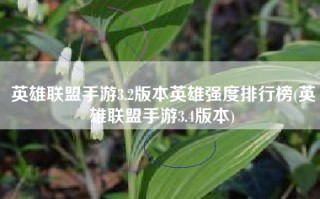 英雄联盟手游3.2版本英雄强度排行榜(英雄联盟手游3.4版本)