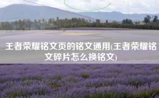 王者荣耀铭文页的铭文通用(王者荣耀铭文碎片怎么换铭文)