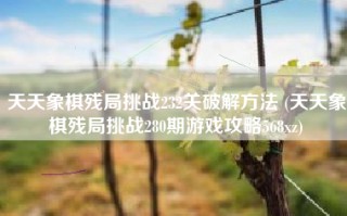 天天象棋残局挑战232关破解方法 (天天象棋残局挑战280期游戏攻略568xz)