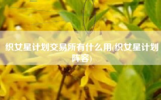 织女星计划交易所有什么用(织女星计划阵容)