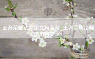 王者荣耀法师铭文与装备_王者荣耀法师通用铭文2021