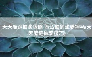 天天酷跑抽奖攻略 怎么抽到坐骑神马(天天酷跑抽奖技巧)