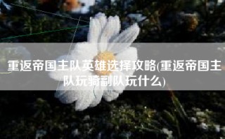 重返帝国主队英雄选择攻略(重返帝国主队玩骑副队玩什么)