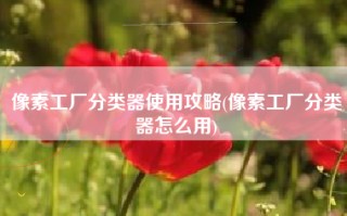 像素工厂分类器使用攻略(像素工厂分类器怎么用)