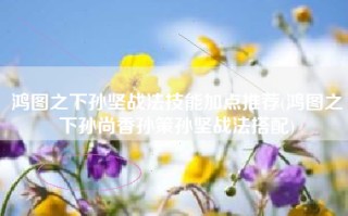 鸿图之下孙坚战法技能加点推荐(鸿图之下孙尚香孙策孙坚战法搭配)