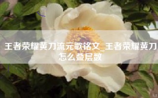 王者荣耀黄刀流元歌铭文_王者荣耀黄刀怎么叠层数