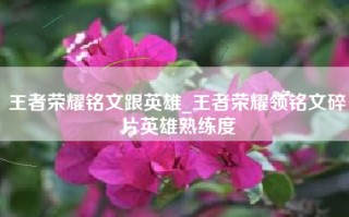 王者荣耀铭文跟英雄_王者荣耀领铭文碎片英雄熟练度