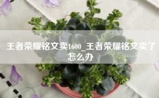 王者荣耀铭文卖1600_王者荣耀铭文卖了怎么办