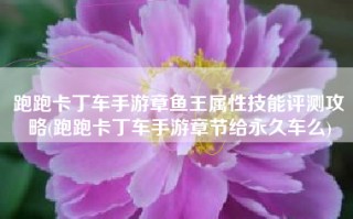 跑跑卡丁车手游章鱼王属性技能评测攻略(跑跑卡丁车手游章节给永久车么)