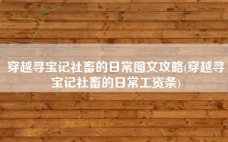 穿越寻宝记社畜的日常图文攻略(穿越寻宝记社畜的日常工资条)