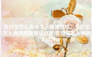 支付宝怎么查询个人婚姻信息，支付宝怎么查询婚姻登记信息(支付宝怎么查询个人证件)