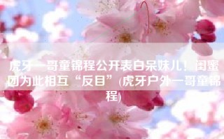 虎牙一哥童锦程公开表白呆妹儿！闺蜜团为此相互“反目”(虎牙户外一哥童锦程)