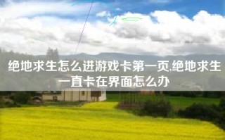 绝地求生怎么进游戏卡第一页,绝地求生一直卡在界面怎么办