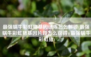 最强蜗牛彩虹猪基因试炼怎么解锁(最强蜗牛彩虹猪基因片段怎么获得)(最强蜗牛 彩虹猪)