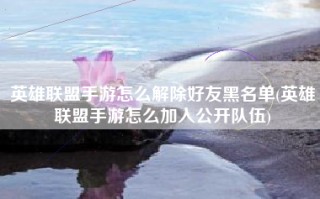 英雄联盟手游怎么解除好友黑名单(英雄联盟手游怎么加入公开队伍)