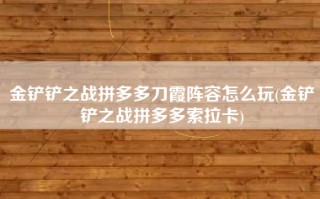 金铲铲之战拼多多刀霞阵容怎么玩(金铲铲之战拼多多索拉卡)