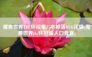 魔兽世界TBC怀旧服T5本掉落BUG详情(魔兽世界tbc怀旧服人口普查)