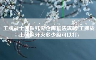 王牌战士团队歼灭仓库玩法攻略(王牌战士团队歼灭多少级可以打)