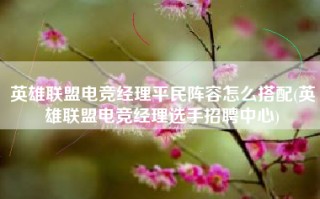 英雄联盟电竞经理平民阵容怎么搭配(英雄联盟电竞经理选手招聘中心)