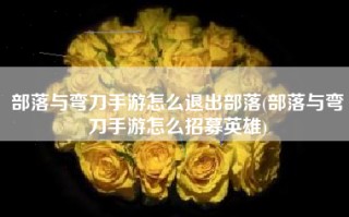 部落与弯刀手游怎么退出部落(部落与弯刀手游怎么招募英雄)