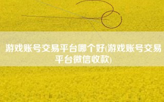 游戏账号交易平台哪个好(游戏账号交易平台微信收款)