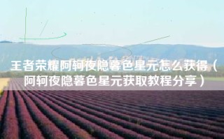 王者荣耀阿轲夜隐暮色星元怎么获得（阿轲夜隐暮色星元获取教程分享）