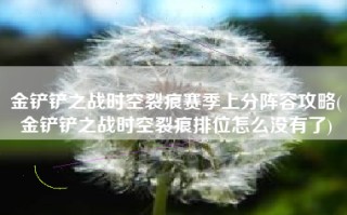 金铲铲之战时空裂痕赛季上分阵容攻略(金铲铲之战时空裂痕排位怎么没有了)