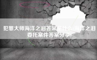 犯罪大师海洋之泪答案是什么(海洋之泪委托案件答案分享)