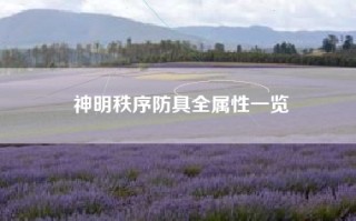 神明秩序防具全属性一览