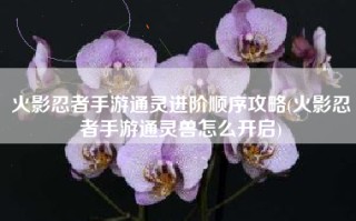 火影忍者手游通灵进阶顺序攻略(火影忍者手游通灵兽怎么开启)