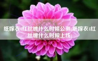 纸嫁衣4红丝缠什么时候公测(纸嫁衣4红丝缠什么时候上线)