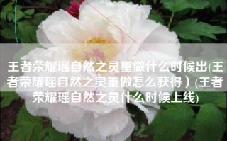 王者荣耀瑶自然之灵重做什么时候出(王者荣耀瑶自然之灵重做怎么获得）(王者荣耀瑶自然之灵什么时候上线)