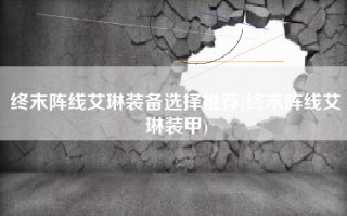 终末阵线艾琳装备选择推荐(终末阵线艾琳装甲)