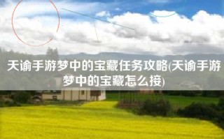 天谕手游梦中的宝藏任务攻略(天谕手游梦中的宝藏怎么接)