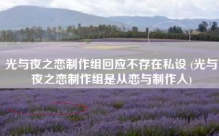 光与夜之恋制作组回应不存在私设 (光与夜之恋制作组是从恋与制作人)