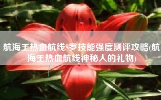 航海王热血航线S罗技能强度测评攻略(航海王热血航线神秘人的礼物)