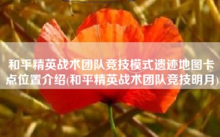 和平精英战术团队竞技模式遗迹地图卡点位置介绍(和平精英战术团队竞技明月)